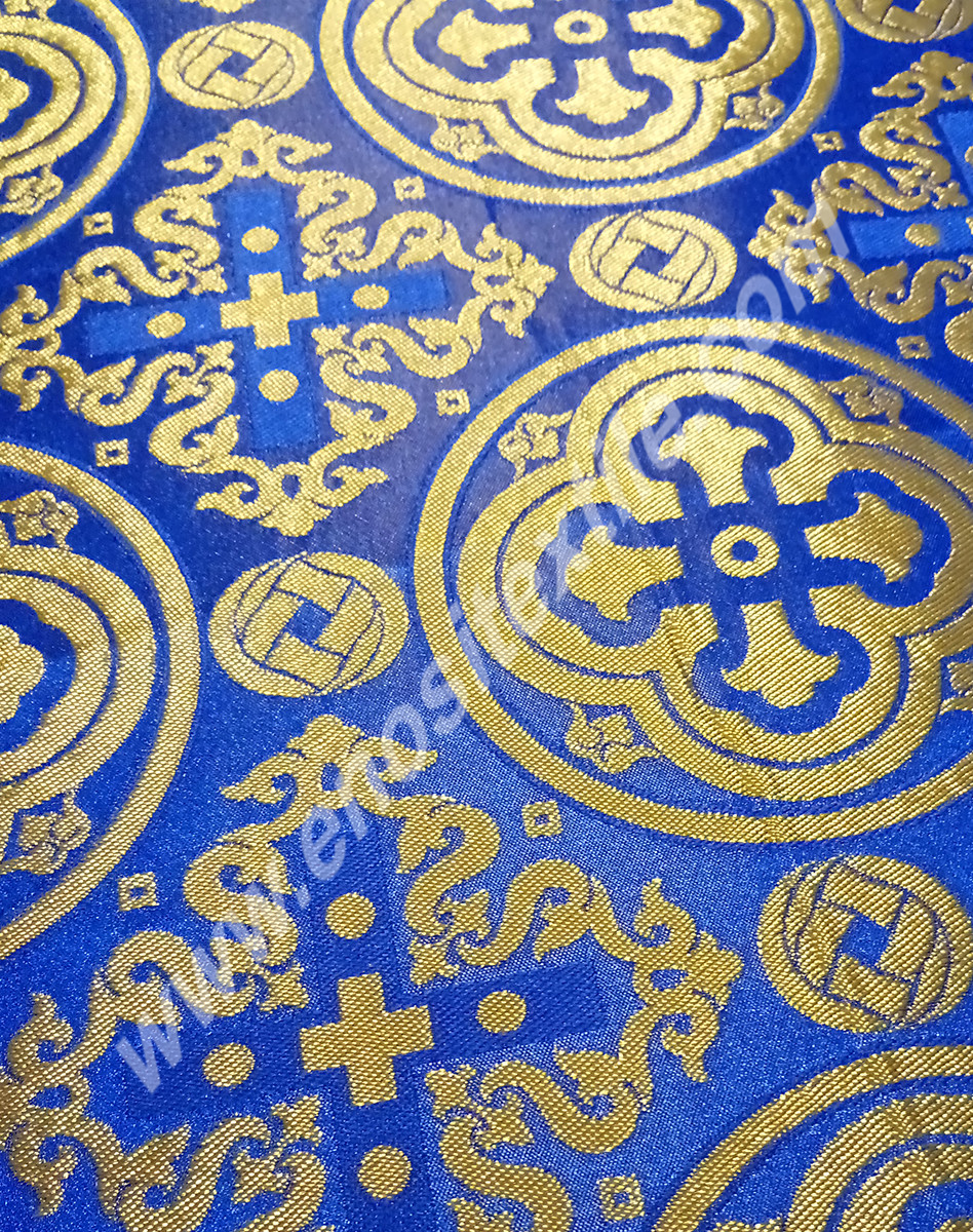 KL-037 Blue-Gold Brocade Fabrics